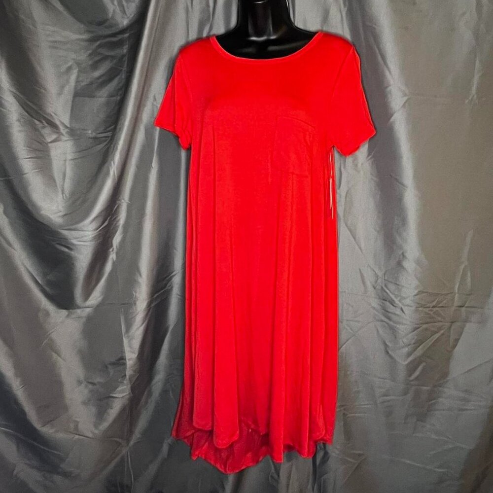 New with Tags! LuLaRoe Carly midi short-sleeve t-shirt dress in orange. Size XS.